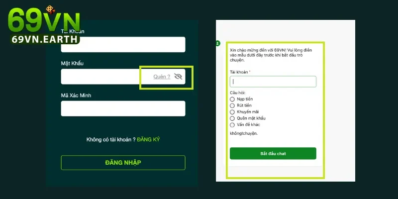 Đăng nhập 69VN 3 Hướng dẫn khôi phục mật khẩu tài khoản 69VN