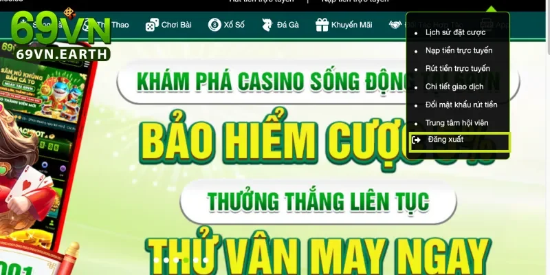 Đăng nhập 69VN 4 Nên đăng xuất tài khoản sau khi chơi